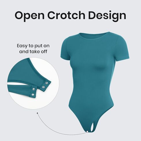 CRZ YOGA Butterluxe Womens Bodysuit Short Sleeve Crew Neck Bodysuit Tops Sexy Thong Soft Stretchy in Saudi Arabia