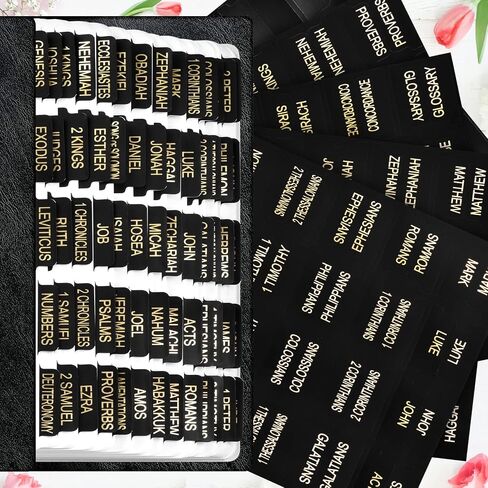 Gold Foil Bible Tabs for Men and Women, 100 PCS Catholic Bible Tabs for Old and New Testament, Easy to Read & Apply, Black in Saudi Arabia