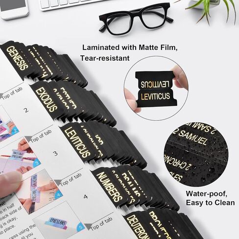 Gold Foil Bible Tabs for Men and Women, 100 PCS Catholic Bible Tabs for Old and New Testament, Easy to Read & Apply, Black in Saudi Arabia