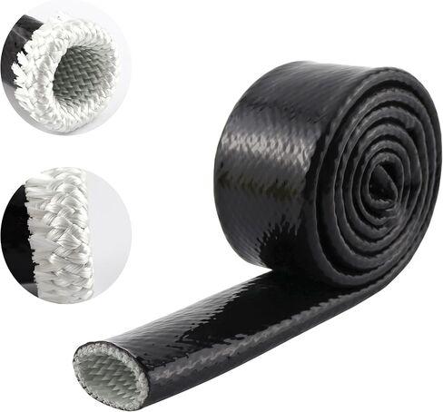درع حراري للسيارات مصنوع من الألياف الزجاجية المطلية بالسيليكون كم درع حراري 1/2 بوصة IDx5FT لخطوط خرطوم السيارات والأسلاك الكهربائية مع 5 قطع 7.8 بوصة من الفولاذ المقاوم للصدأ وربطات معدنية بسحاب in Kuwait