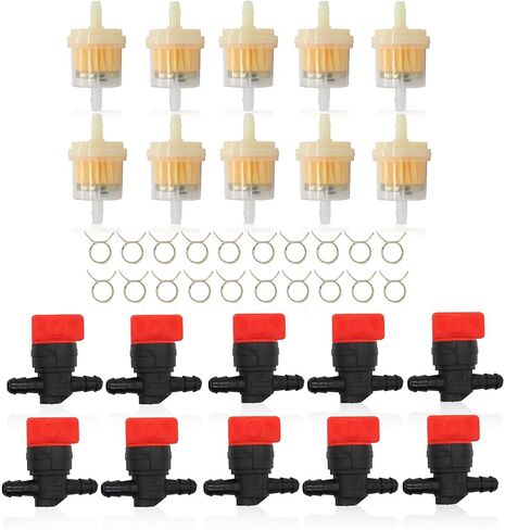Yunnergo 10PCS 1/4" Straight InLine Gas Fuel Shut Off Valves with Fuel Filter Clamps 493960 494768 698183 Cut Off Valves Compatible with 5019H 5019K 24507 34212 AM36141 AM107340 54-3150 1-603770 in Saudi Arabia