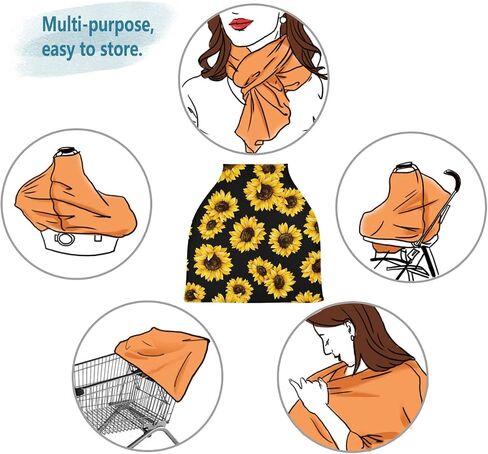 Nursing Cover Breastfeeding Scarf Sunflower- Baby Car Seat Covers, Stroller Cover, Carseat Canopy (n6) in Saudi Arabia