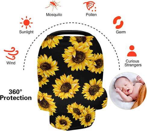 Nursing Cover Breastfeeding Scarf Sunflower- Baby Car Seat Covers, Stroller Cover, Carseat Canopy (n6) in Saudi Arabia