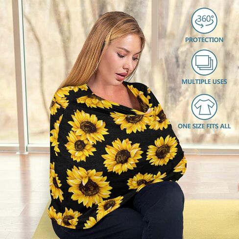 Nursing Cover Breastfeeding Scarf Sunflower- Baby Car Seat Covers, Stroller Cover, Carseat Canopy (n6) in Saudi Arabia