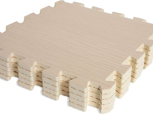 CAP Barbell 3/8" Thick Puzzle Exercise Mat with Light Wood Style Pattern, 12 Square Feet (MT-1112BG) in Saudi Arabia