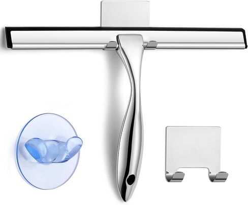 ممسحة دش متعددة الأغراض لأبواب الدش والحمام والنوافذ والزجاج والزجاج الأمامي للسيارة، تتضمن خطاف شفط وخطاف لاصق، 18/8 من الفولاذ المقاوم للصدأ، 10 بوصات، برونزية in Kuwait