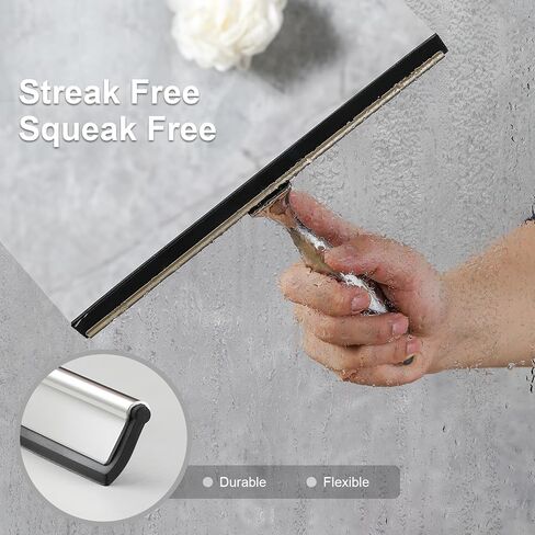 ممسحة دش متعددة الأغراض لأبواب الدش والحمام والنوافذ والزجاج والزجاج الأمامي للسيارة، تتضمن خطاف شفط وخطاف لاصق، 18/8 من الفولاذ المقاوم للصدأ، 10 بوصات، برونزية in Kuwait