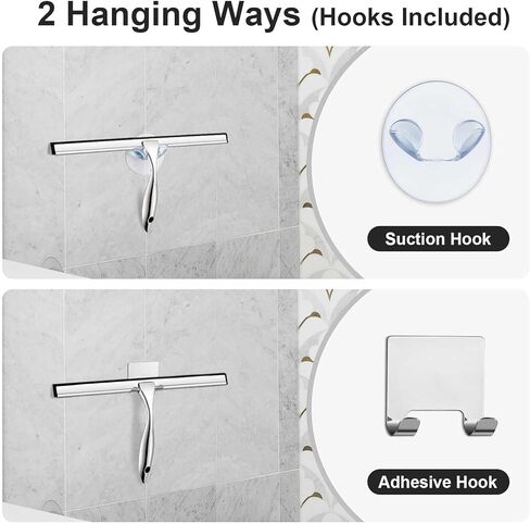 ممسحة دش متعددة الأغراض لأبواب الدش والحمام والنوافذ والزجاج والزجاج الأمامي للسيارة، تتضمن خطاف شفط وخطاف لاصق، 18/8 من الفولاذ المقاوم للصدأ، 10 بوصات، برونزية in Kuwait