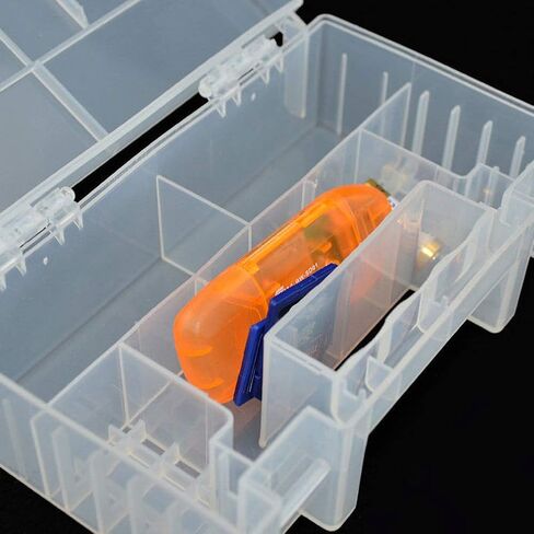 Xiaokeis Battery Organizer, Clear Battery Organizer Storage Case Stackable Divided Battery Storage Organizer Box Bin for Home Offices(Size:15 x 8.7 x 5.5cm) in Saudi Arabia