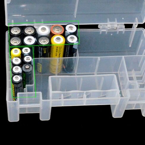 Xiaokeis Battery Organizer, Clear Battery Organizer Storage Case Stackable Divided Battery Storage Organizer Box Bin for Home Offices(Size:15 x 8.7 x 5.5cm) in Saudi Arabia