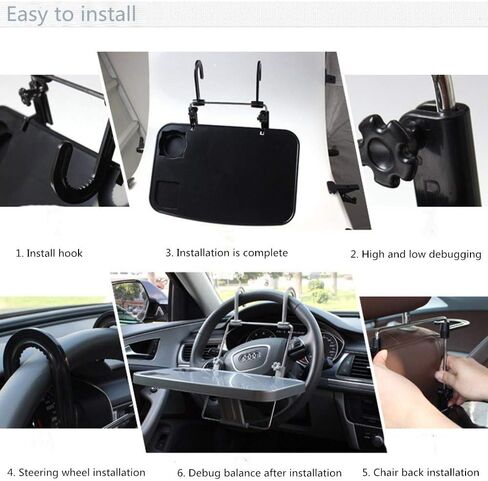 KONGDY عجلة قيادة السيارة صينية الكمبيوتر المحمول المحمولة المعلقة مكتب الغداء التلقائي طاولة السيارة عجلة القيادة رفيقة قابلة للطي طاولة المقعد الخلفي للمركبة للطعام / الشراب / الكمبيوتر المحمول / حامل الكأس in Kuwait