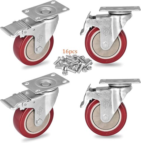 6" Caster Wheels Heavy Duty Casters 3000 lbs Polyurethane Swivel Casters Set of 4 No Noise Dual Locking Casters for Furniture and Workbench… in Kuwait