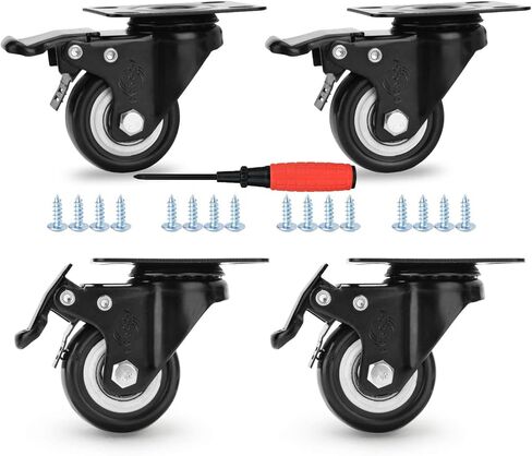 6" Caster Wheels Heavy Duty Casters 3000 lbs Polyurethane Swivel Casters Set of 4 No Noise Dual Locking Casters for Furniture and Workbench… in Kuwait