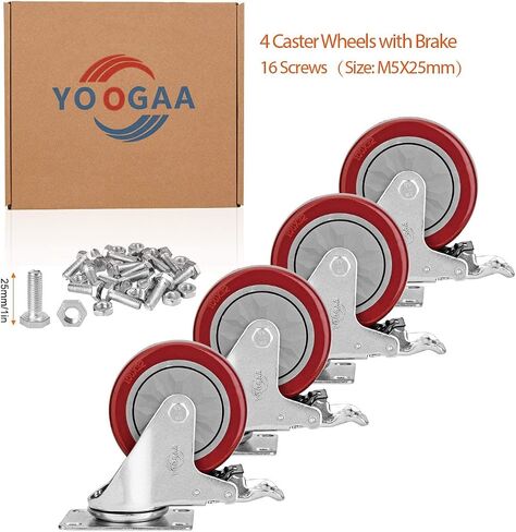 6" Caster Wheels Heavy Duty Casters 3000 lbs Polyurethane Swivel Casters Set of 4 No Noise Dual Locking Casters for Furniture and Workbench… in Kuwait