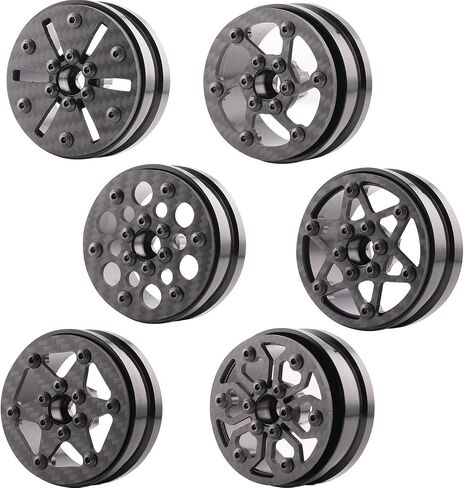 1.9 بوصة جنوط عجلة Beadlock 4 قطع من ألياف الكربون إطارات عجلة الألومنيوم لـ 1/10 RC الزاحف TRX4 محوري كابرا SCX10 VS4-10 Gen8 ترقية ألياف الكربون 1.9 جنوط عجلة Beadlock - A in Kuwait