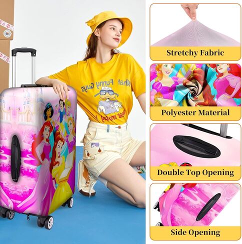Wocide Suitcase Cover Luggage Covers Protector Carry On Cover Luggage Wraps for Suitcase Carry On Protector Cute Cartoon Princess Luggage Sleeve Travel Suit Case Dust Cover for Suitcase 18-20 Inches in Saudi Arabia