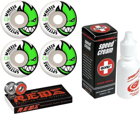 عجلات التزلج Spitfire Bighead أبيض/أحمر - محامل العظام - محامل ألواح التزلج الدقيقة Bones Reds (8) حزمة - مادة تشحيم محمل التزلج على الجليد بسرعة العظام (52 مم) in Saudi Arabia
