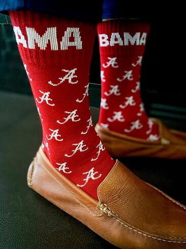 Alabama Crimson Tide Men's Dress Socks, Crimson, Repeating Logo, One Size, NCAA Officially Licensed - DB Fan Gear in Saudi Arabia