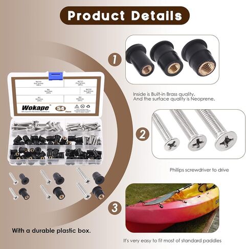 Wokape 108Pcs M4 M5 M6 Neoprene Well Nuts Kit with Stainless Steel Screws, Rubber Well Nuts Windscreen Fairing Bolt Kit for Motorcycle Kayak Boats in Saudi Arabia