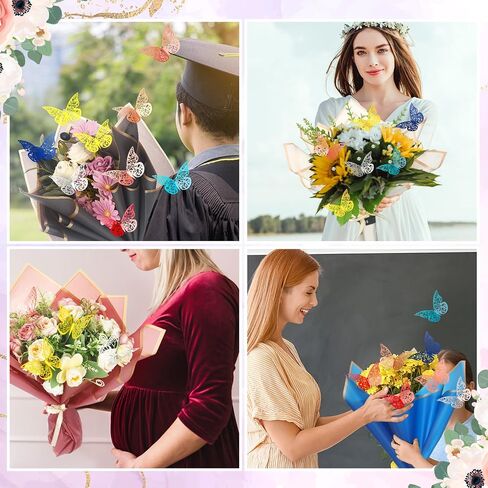 Glenmal 610 Pcs Flower Wrapping Bulk 200 Sheets of Flower Wrapping Paper 6 Rolls of Ribbon 192 Butterfly 200 Bouquet Pins 10 Crown 2 Sheets of Adhesive Dots Set for Birthday Wedding Party DIY Craft in Saudi Arabia