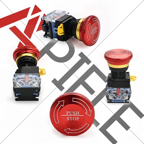APIELE 22mm 1NO 1NC Red Metal Head Mushroom Emergency Stop Push Button Switch 600V 10 Amp (Type A) in Saudi Arabia