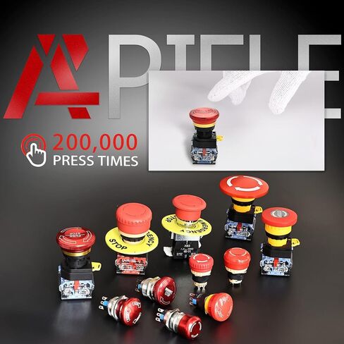 APIELE 22mm 1NO 1NC Red Metal Head Mushroom Emergency Stop Push Button Switch 600V 10 Amp (Type A) in Saudi Arabia