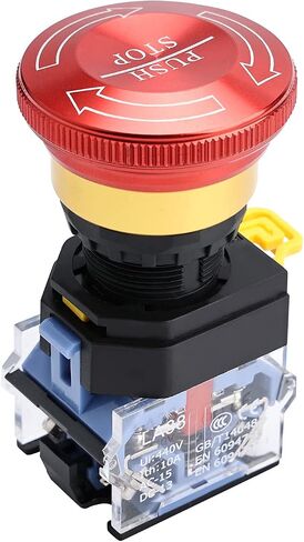 APIELE 22mm 1NO 1NC Red Metal Head Mushroom Emergency Stop Push Button Switch 600V 10 Amp (Type A) in Saudi Arabia