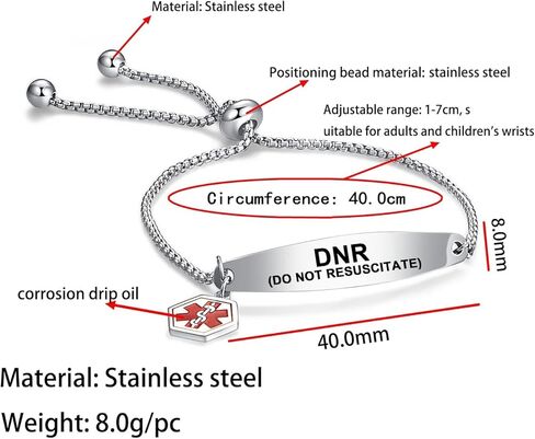 سوار تنبيه طبي من GMXLin للرجال والنساء قابل للتعديل من الفولاذ المقاوم للصدأ محفور عليه الإسعافات الأولية ومراقبة الصحة في حالات الطوارئ معرف الهوية معصمه سلسلة أساور in Kuwait