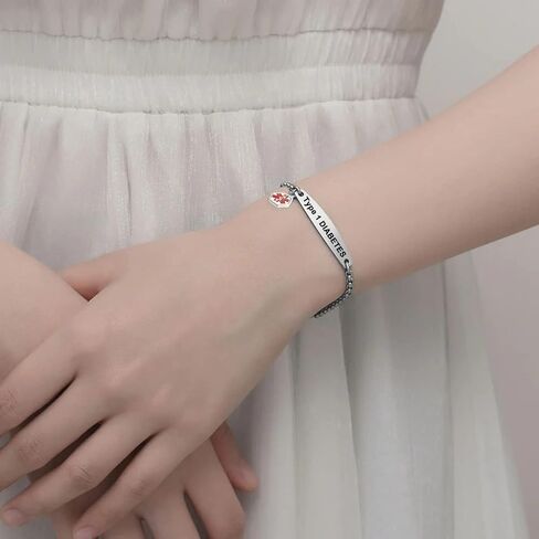 سوار تنبيه طبي من GMXLin للرجال والنساء قابل للتعديل من الفولاذ المقاوم للصدأ محفور عليه الإسعافات الأولية ومراقبة الصحة في حالات الطوارئ معرف الهوية معصمه سلسلة أساور in Kuwait