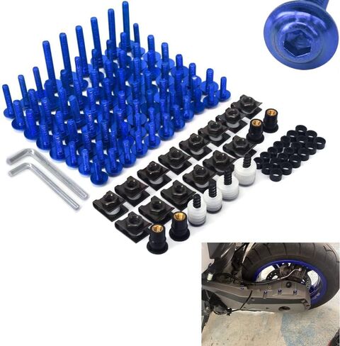 AnXin Motorcycle Fairing Bolt Kit 116pcs Motorcycle Bodywork Screws Windscreen Bolts Nuts Kit CNC Universal for R3 R7 R6 R1 GSXR 750 GSXR 600 Blue in Kuwait
