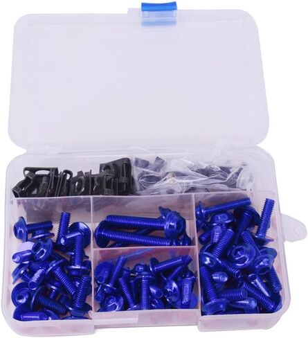 AnXin Motorcycle Fairing Bolt Kit 116pcs Motorcycle Bodywork Screws Windscreen Bolts Nuts Kit CNC Universal for R3 R7 R6 R1 GSXR 750 GSXR 600 Blue in Kuwait