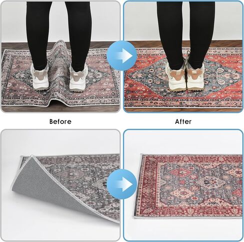 قابض سجاد للأرضيات الصلبة، 12 قطعة من مقابض زوايا السجاد، شريط سجاد قابل لإعادة الاستخدام وقابل للغسل لسجاد المنطقة، مقابض وسادات سجاد مزدوجة الجوانب غير قابلة للانزلاق تحافظ على الزوايا مسطحة (أبيض) in Kuwait