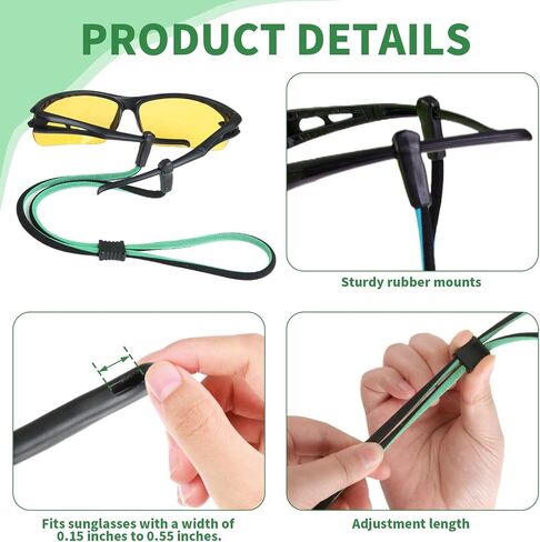 Oreutkd Eye Glasses String Holder Straps, Thick Sports Eyeglasses Holders Around Neck Strap with Adjustable Elastic Head, Safety Sunglass Holder Retainer Cord for Men Women (Pack of 4) in Saudi Arabia