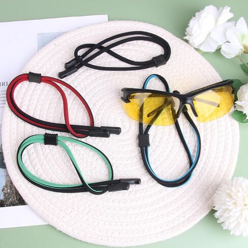 Oreutkd Eye Glasses String Holder Straps, Thick Sports Eyeglasses Holders Around Neck Strap with Adjustable Elastic Head, Safety Sunglass Holder Retainer Cord for Men Women (Pack of 4) in Saudi Arabia
