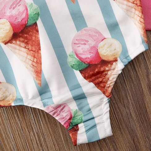 VISGOGO طفل رضيع طفلة ملابس السباحة الآيس كريم القوس بيكيني ثوب السباحة Swinwear قطعة واحدة in Kuwait