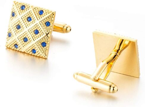 أزرار أكمام مربعة الشكل بأحجار مكعبة باللون الذهبي وأزرار أكمام أنيقة فاخرة YW29G in Kuwait