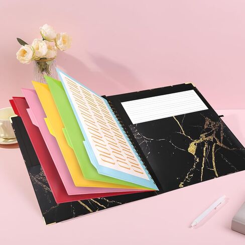 DHQH Clipboards with Storage Clipboards Folio with 10 Pockets and Refillable Lined Notepad for Paper Size 8.5" x 11",Spiral Clipboard Folder Labels with Pen File Folder Labels Loop for School Office in Saudi Arabia