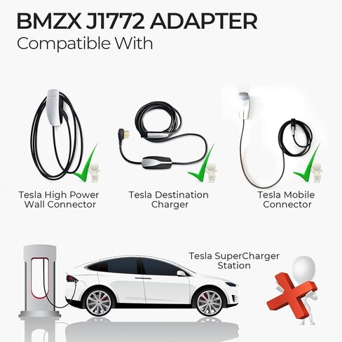 BMZX J1772 EVs Adapter for Tesla to J1772 Charging Adapter Charger Max 60A & 250V in Kuwait