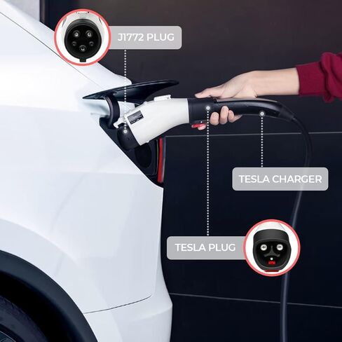 BMZX J1772 EVs Adapter for Tesla to J1772 Charging Adapter Charger Max 60A & 250V in Kuwait