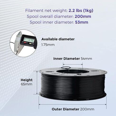 VOXELAB Carbon Fiber ASA Filament 1.75mm,UV/Rain/Heat Resistant Tough 3D Printer Filament, ASA CF Great for Printing Outdoor Functional Mechanical Parts, 1kg Spool (2.2lbs), Carbon Fiber Black in Saudi Arabia