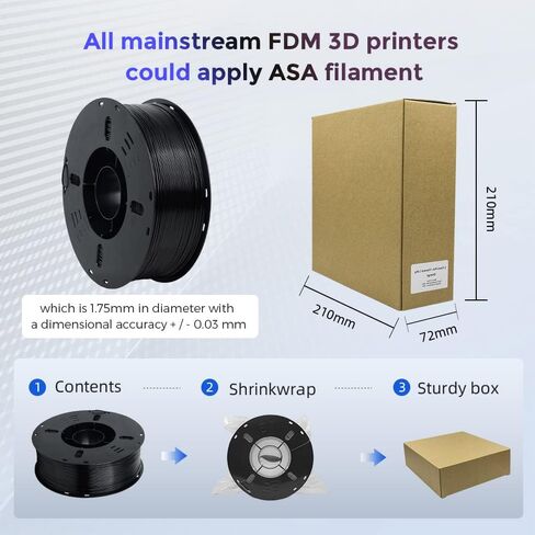 VOXELAB Carbon Fiber ASA Filament 1.75mm,UV/Rain/Heat Resistant Tough 3D Printer Filament, ASA CF Great for Printing Outdoor Functional Mechanical Parts, 1kg Spool (2.2lbs), Carbon Fiber Black in Saudi Arabia