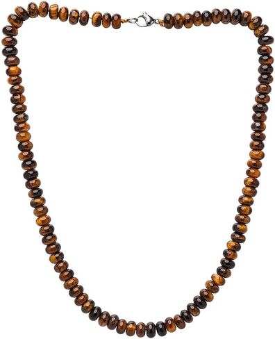 VN Jewelry Handmade Mens Women's Beaded Necklace Chain Tigers Eye Onyx Grey Agate Jasper 8MM Natural Gemstones Healing Crystal Jewelry (Brown Tiger's Eye) in Saudi Arabia