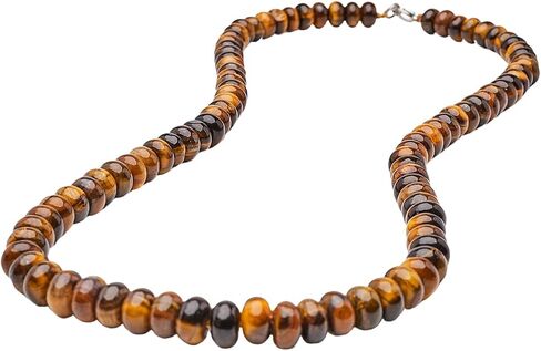 VN Jewelry Handmade Mens Women's Beaded Necklace Chain Tigers Eye Onyx Grey Agate Jasper 8MM Natural Gemstones Healing Crystal Jewelry (Brown Tiger's Eye) in Saudi Arabia