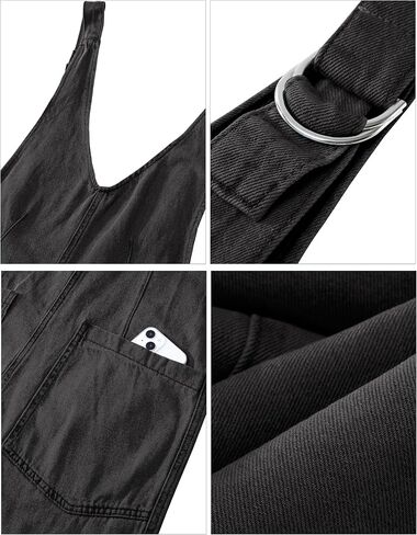 luvamia Jean Overalls for Women Sleeveless Denim Jumpsuit Casual Baggy Overall Jumpsuits Loose Fit Jumpers with Pockets in Saudi Arabia