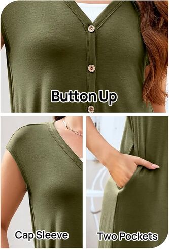 MEROKEETY Women's 2024 Summer Cap Sleeve Jumpsuits Deep V Neck Button Onesie Wide Leg Pants Rompers in Saudi Arabia