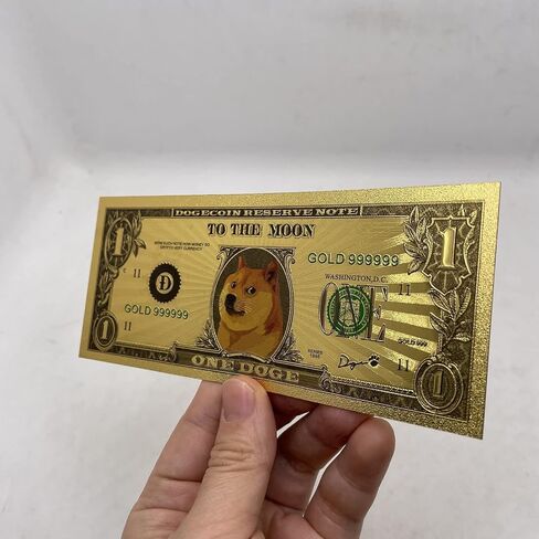 دوجي كوين الذهبية! عملة مشفرة تذكارية، فاتورة بالدولار، مطلية بالذهب، نسخة طبق الأصل من عملة دوجي 2021|عملة شيبا المفضلة لديك، إصدار محدود، فاتورة قابلة للتجميع مع أكمام واقية in Kuwait