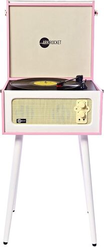 3-Speed Bluetooth Record Player Retro Turntable with Built-in Speakers Rocket Moving Magnet Cartridges and Removable Legs (Orange) in Kuwait