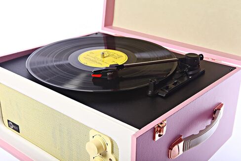 3-Speed Bluetooth Record Player Retro Turntable with Built-in Speakers Rocket Moving Magnet Cartridges and Removable Legs (Orange) in Kuwait
