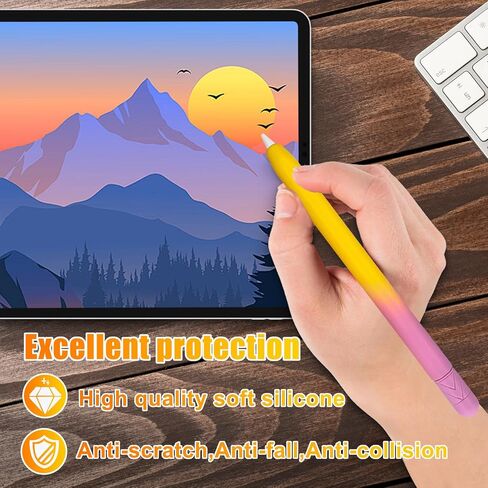 غطاء حافظة من السيليكون المضاد للانزلاق بلون متدرج من REEYEAR يناسب إصدار Apple Pencil USB-C، غلاف حماية iPencil، يجعل قلم الرصاص الخاص بك مذهلاً ومميزًا، عبوتان in Kuwait