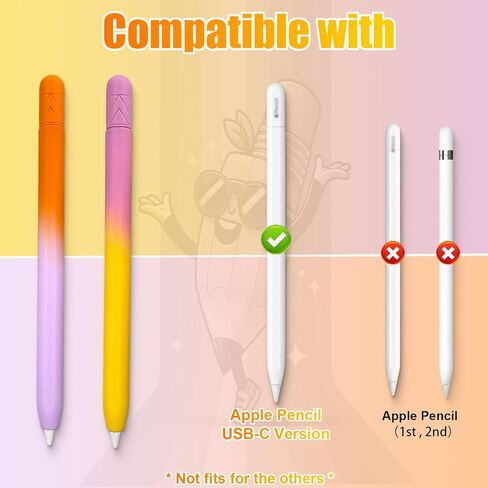 غطاء حافظة من السيليكون المضاد للانزلاق بلون متدرج من REEYEAR يناسب إصدار Apple Pencil USB-C، غلاف حماية iPencil، يجعل قلم الرصاص الخاص بك مذهلاً ومميزًا، عبوتان in Kuwait